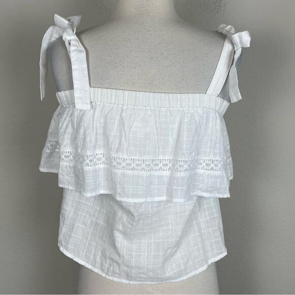 dra Los Angeles White Off Shoulder Cottagecore Cotton Top XS - Picture 4 of 7